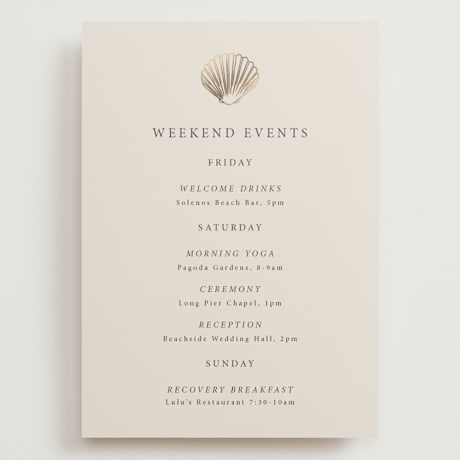 Foil-Pressed Grand Wedding Weekend Itinerary Cards