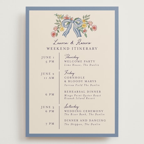 Grand Wedding Weekend Itinerary Cards
