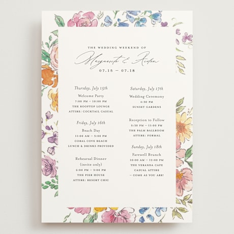 Grand Wedding Weekend Itinerary Cards