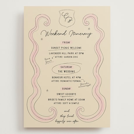 Grand Wedding Weekend Itinerary Cards
