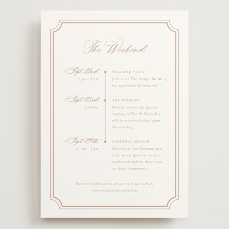 Grand Wedding Weekend Itinerary Cards