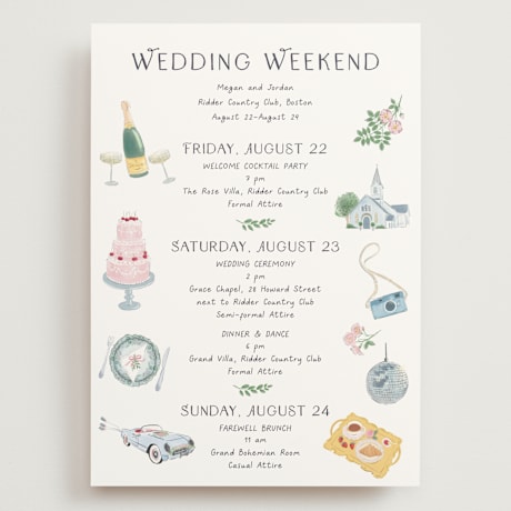 Grand Wedding Weekend Itinerary Cards