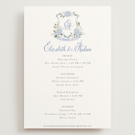 Grand Wedding Weekend Itinerary Cards