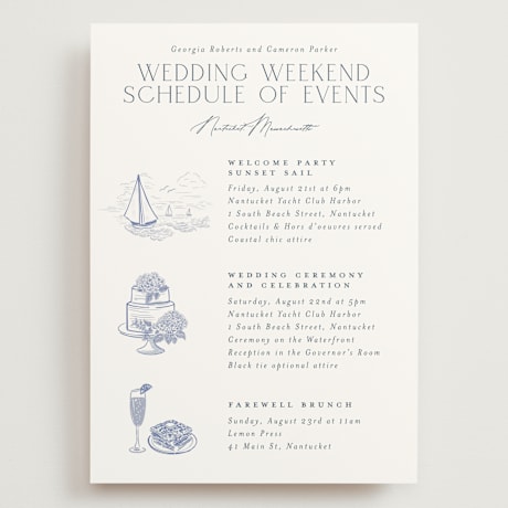 Grand Wedding Weekend Itinerary Cards