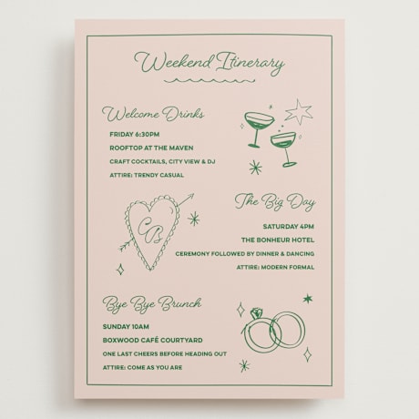 Grand Wedding Weekend Itinerary Cards