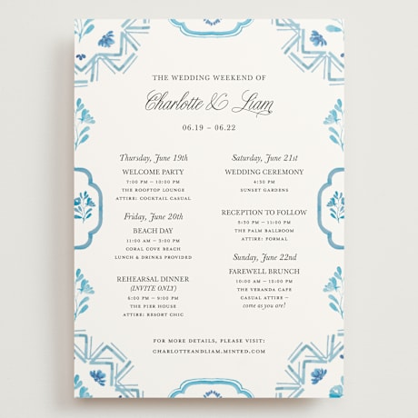 Grand Wedding Weekend Itinerary Cards