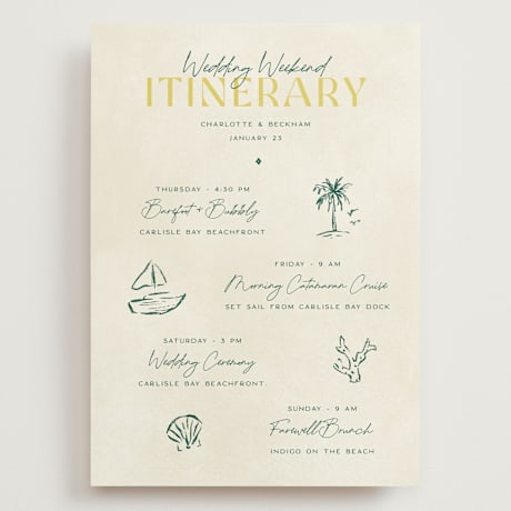 Grand Wedding Weekend Itinerary Cards