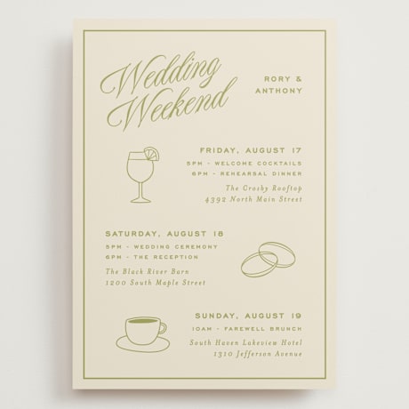 Grand Wedding Weekend Itinerary Cards