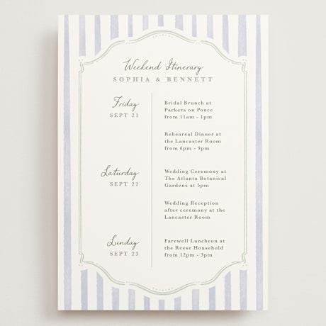 Grand Wedding Weekend Itinerary Cards