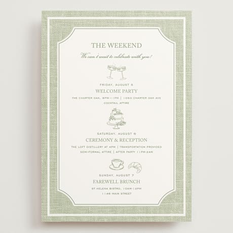 Grand Wedding Weekend Itinerary Cards