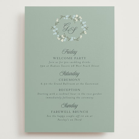 Grand Wedding Weekend Itinerary Cards