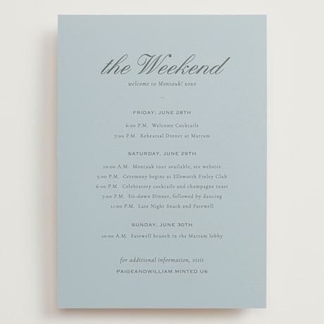 Grand Wedding Weekend Itinerary Cards