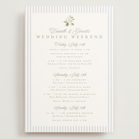 Grand Wedding Weekend Itinerary Cards