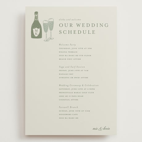 Grand Wedding Weekend Itinerary Cards