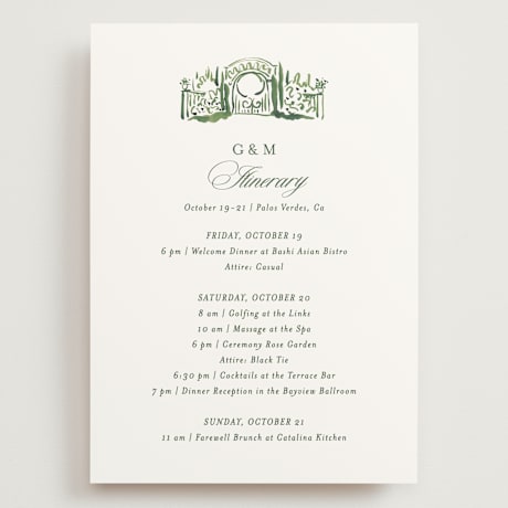 Grand Wedding Weekend Itinerary Cards