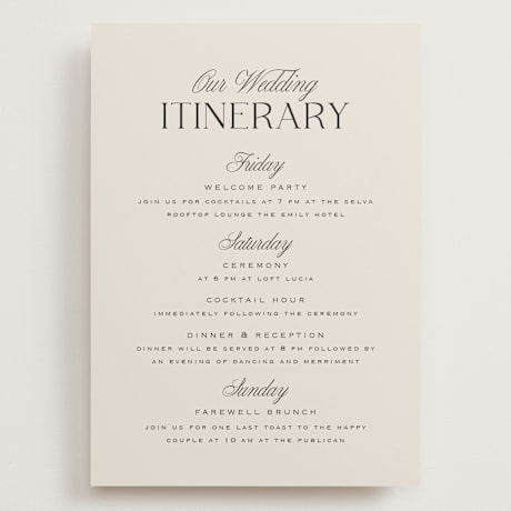 Grand Wedding Weekend Itinerary Cards