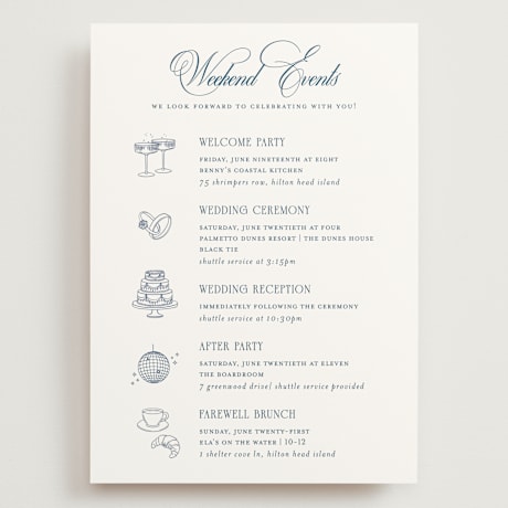 Grand Wedding Weekend Itinerary Cards