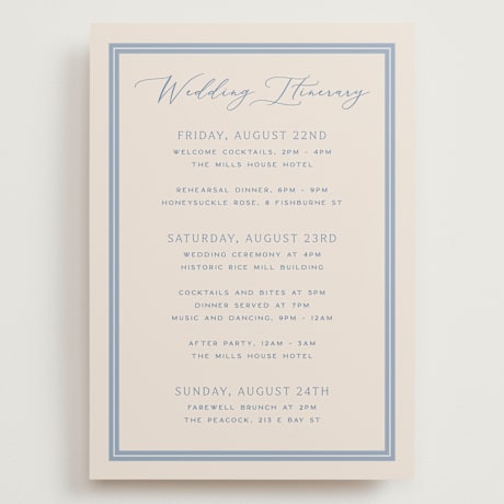 Grand Wedding Weekend Itinerary Cards