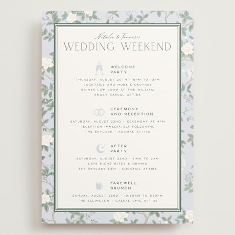 Grand Wedding Weekend Itinerary Cards