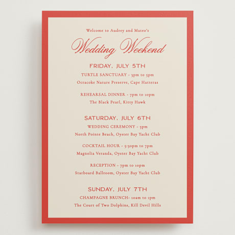 Grand Wedding Weekend Itinerary Cards