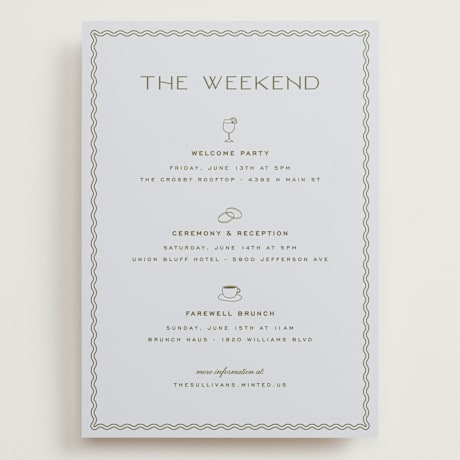 Grand Wedding Weekend Itinerary Cards