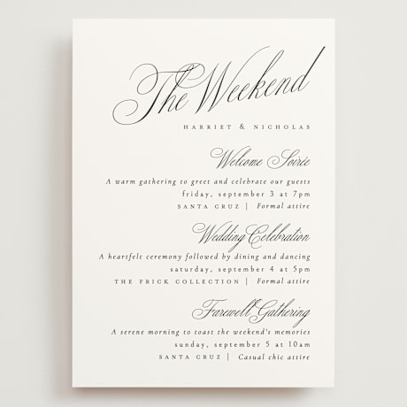 Grand Wedding Weekend Itinerary Cards