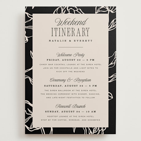 Grand Wedding Weekend Itinerary Cards