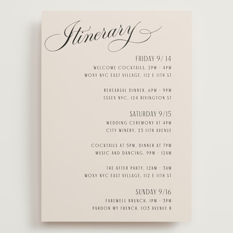 Grand Wedding Weekend Itinerary Cards