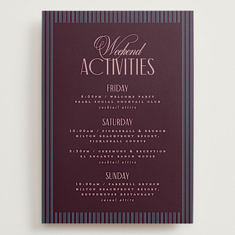 Grand Wedding Weekend Itinerary Cards