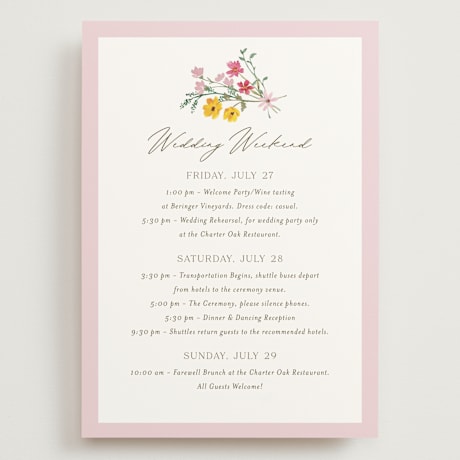 Grand Wedding Weekend Itinerary Cards