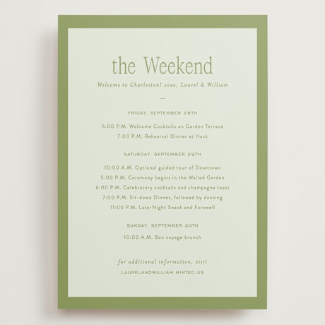 Grand Wedding Weekend Itinerary Cards