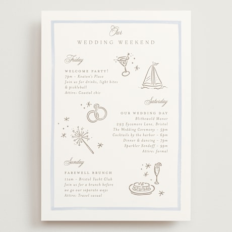 Grand Wedding Weekend Itinerary Cards