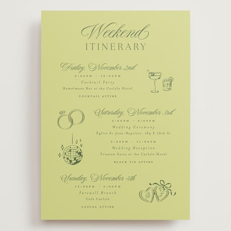 Grand Wedding Weekend Itinerary Cards