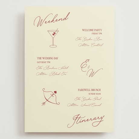 Grand Wedding Weekend Itinerary Cards