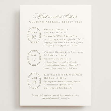 Grand Wedding Weekend Itinerary Cards