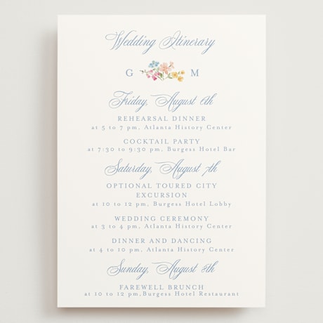 Grand Wedding Weekend Itinerary Cards