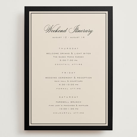 Grand Wedding Weekend Itinerary Cards