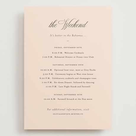 Grand Wedding Weekend Itinerary Cards