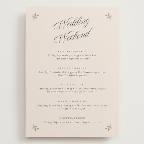 Grand Wedding Weekend Itinerary Cards