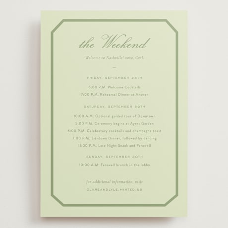 Grand Wedding Weekend Itinerary Cards