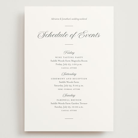 Grand Wedding Weekend Itinerary Cards