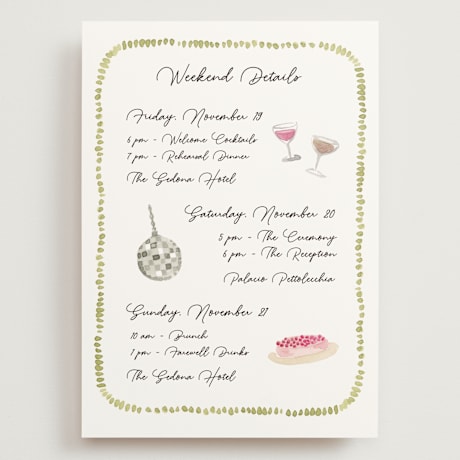 Grand Wedding Weekend Itinerary Cards