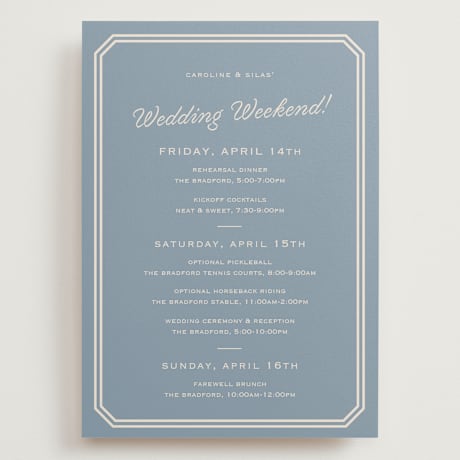 Grand Wedding Weekend Itinerary Cards