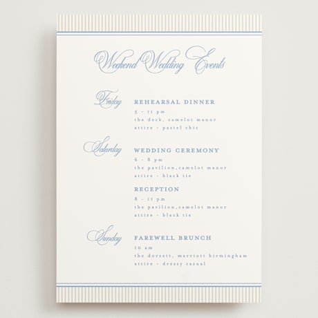 Grand Wedding Weekend Itinerary Cards