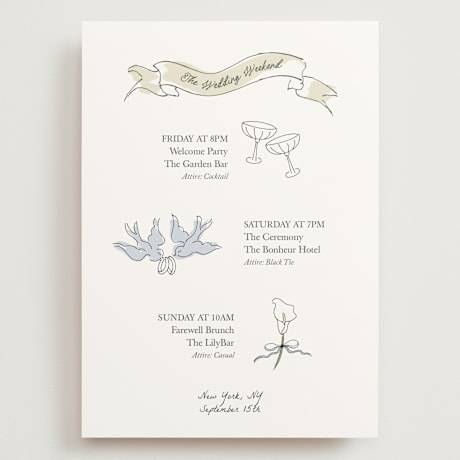 Grand Wedding Weekend Itinerary Cards