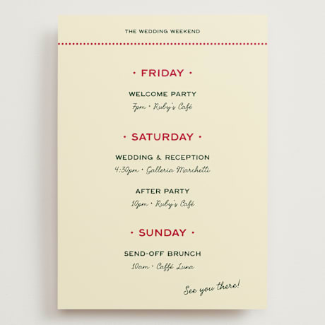 Grand Wedding Weekend Itinerary Cards