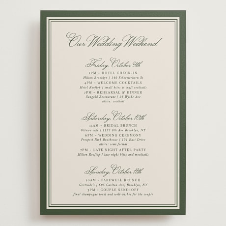 Grand Wedding Weekend Itinerary Cards