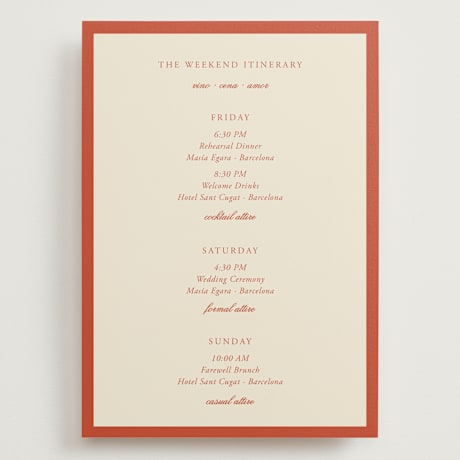 Grand Wedding Weekend Itinerary Cards