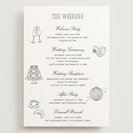 Grand Wedding Weekend Itinerary Cards