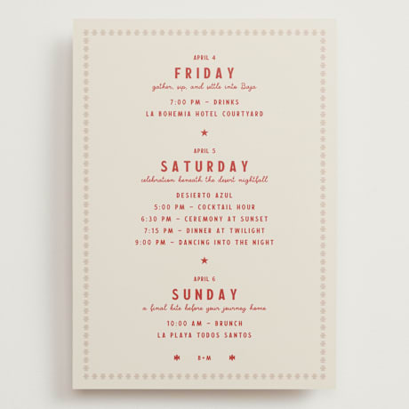 Grand Wedding Weekend Itinerary Cards